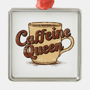 Ornement Carré Argenté Reine de la caféine