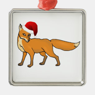 Ornement Carré Argenté Renard de Noël