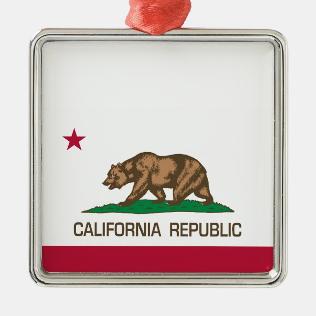 Ornement Carré Argenté République de la Californie (drapeau d'état) (Devant)
