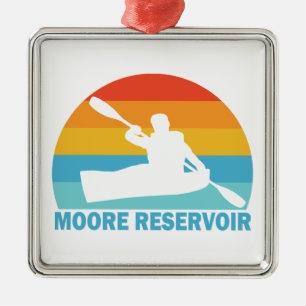 Ornement Carré Argenté Réservoir Moore New Hampshire Kayak