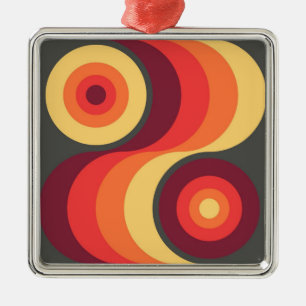 Ornement Carré Argenté Retro Abstrait Wavy Rainbow Carrés Abstrait Art