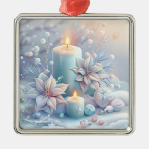 Ornement Carré Argenté Rêve Noël bougies Ornament