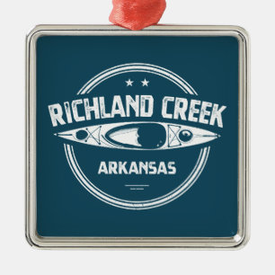 Ornement Carré Argenté Richland Creek Arkansas Kayaking