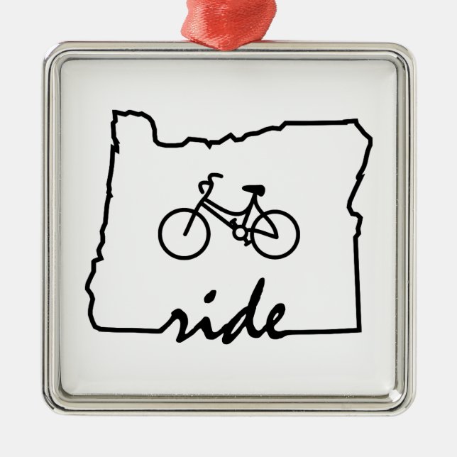 Ornement Carré Argenté Ride Oregon (Cyclisme) (Devant)