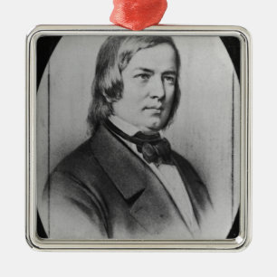 Ornement Carré Argenté Robert Schumann a gravé d'une photographie