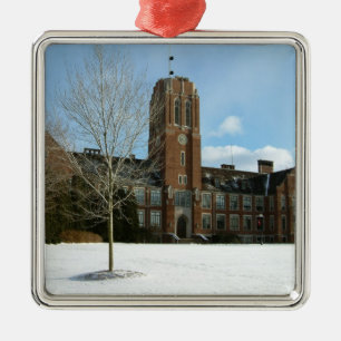 Ornement Carré Argenté Rockwell en hiver au Grove City College