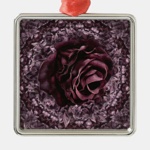Ornement Carré Argenté Rose Mandala