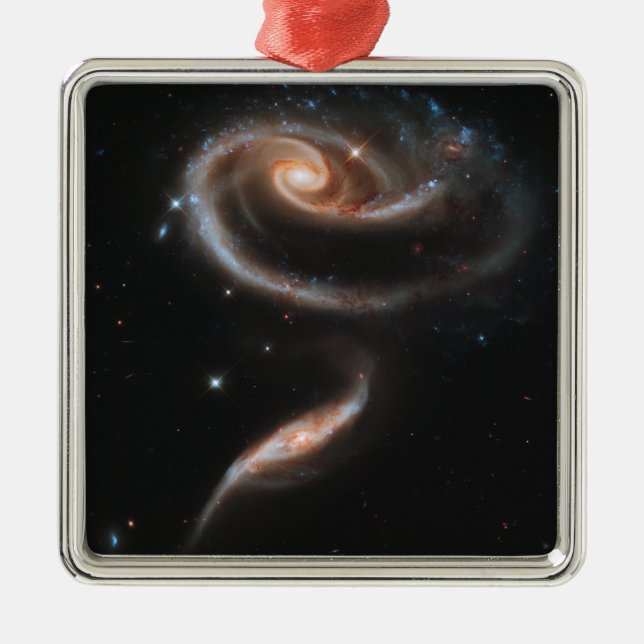 Ornement Carré Argenté Rose Spiral Galaxies (Devant)