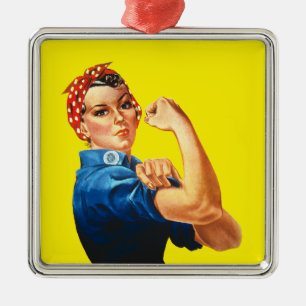 Ornement Carré Argenté Rosie la riveteuse
