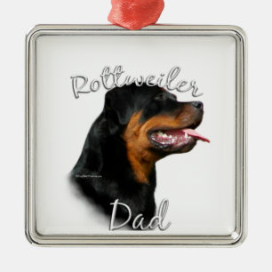 Ornement Carré Argenté Rottweiler Papa 2