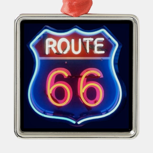 Ornement Carré Argenté Route 66 (Devant)