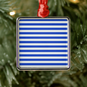Ornement Carré Argenté Royal Blue Combination Stripes par Shirley Taylor