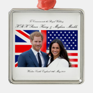 Ornement Carré Argenté Royal Wedding Prince Harry and Meghan Markle