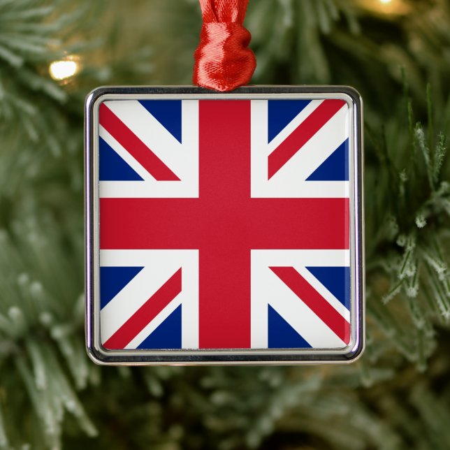 Ornement Carré Argenté Royaume-Uni Union Jack Drapeau des colonies britan (Arbre)