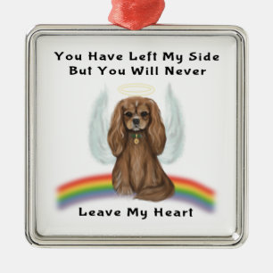 Ornement Carré Argenté Ruby Cavalier Pet Loss Memorial Cadeau