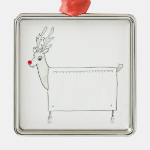 Ornement Carré Argenté Rudolf le radiateur flairé rouge