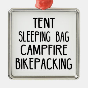 Ornement Carré Argenté Sac à couchage Tente Feu de campagne Bikepacking