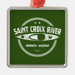 Ornement Carré Argenté Saint Croix River Minnesota Wisconsin Kayaking