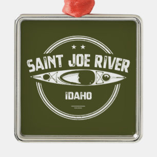 Ornement Carré Argenté Saint Joe River Idaho Kayak