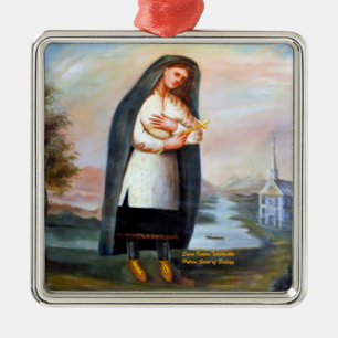 Ornement Carré Argenté Saint Kateri Tekakwitha