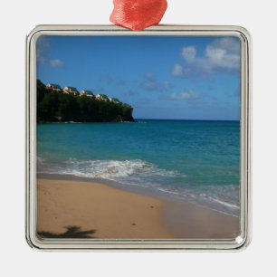 Ornement Carré Argenté Saint Lucia Beach Paysage tropical