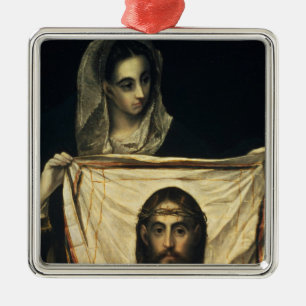 Ornement Carré Argenté Saint-Veronica avec le Saint-Suaire
