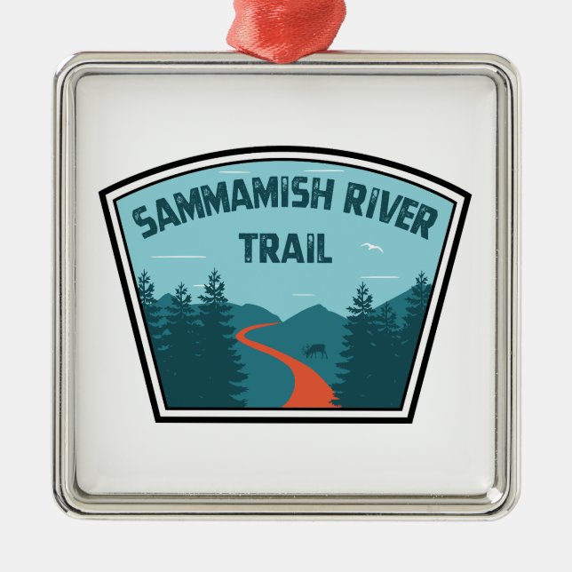 Ornement Carré Argenté Sammamish River Trail Washington (Devant)