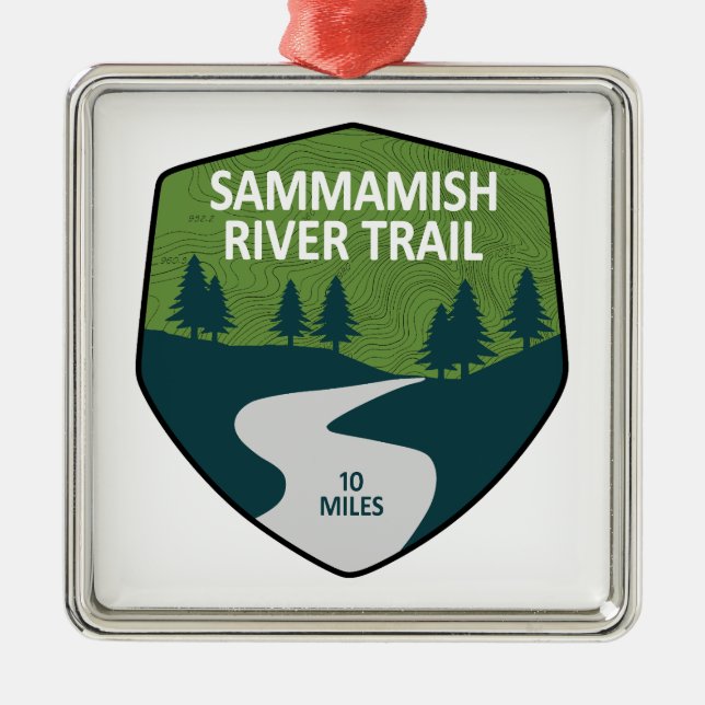 Ornement Carré Argenté Sammamish River Trail Washington (Devant)