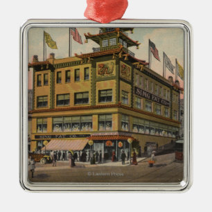 Ornement Carré Argenté San Francisco, CAChinatown AdSing grosse Cie.