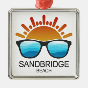 Ornement Carré Argenté Sandbridge Beach Virginia Lunettes de soleil