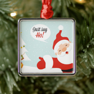 Ornement Carré Argenté Santa Claus - juste dire go