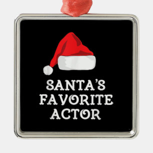 Ornement Carré Argenté Santas Acteur favori Christmas Actrice intérimaire