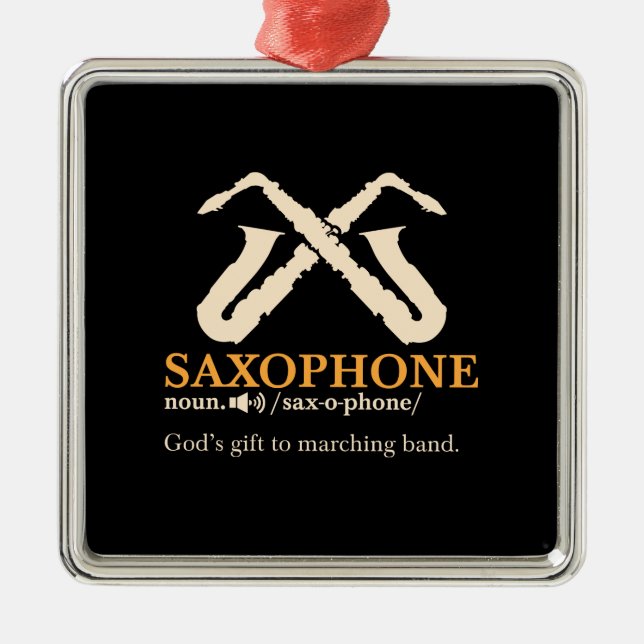 Ornement Carré Argenté Saxophone - Saxophone - Définition (Devant)