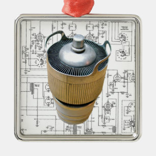 Ornement Carré Argenté Schéma du tube de transmission en céramique