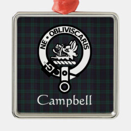 Ornement Carré Argenté Scottish Campbell Crest Badge & Tartan