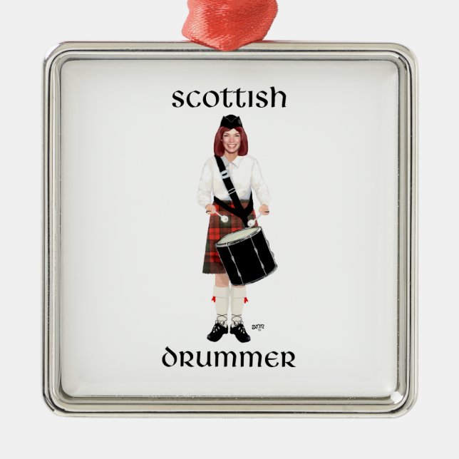 Ornement Carré Argenté Scottish Lassie - Drum Tenor (Devant)