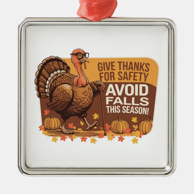 Ornement Carré Argenté Sécurité de la Turquie rétro - Thanksgiving (Devant)