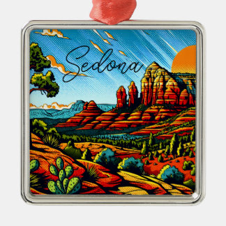 Ornement Carré Argenté Sedona, Arizona Noël