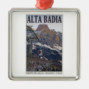 Ornement Carré Argenté Sella Ronda - gondole d'Alta Badia