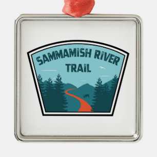Ornement Carré Argenté Sentier de la rivière Sammamish Washington