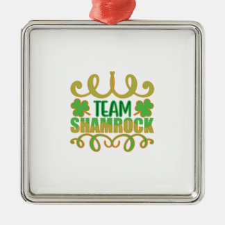 Ornement Carré Argenté Shamrock d'équipe