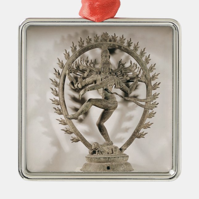 Ornement Carré Argenté Shiva Nataraja, Dravidian (Devant)