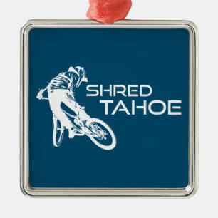 Ornement Carré Argenté Shred Lake Tahoe Mountain VTT
