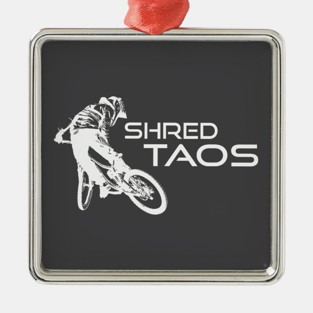 Ornement Carré Argenté Shred Taos New Mexico Mountain Biking (Devant)