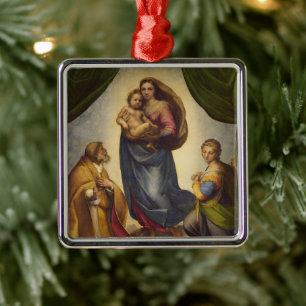 Ornement Carré Argenté Sistine Madonna par Rapahel