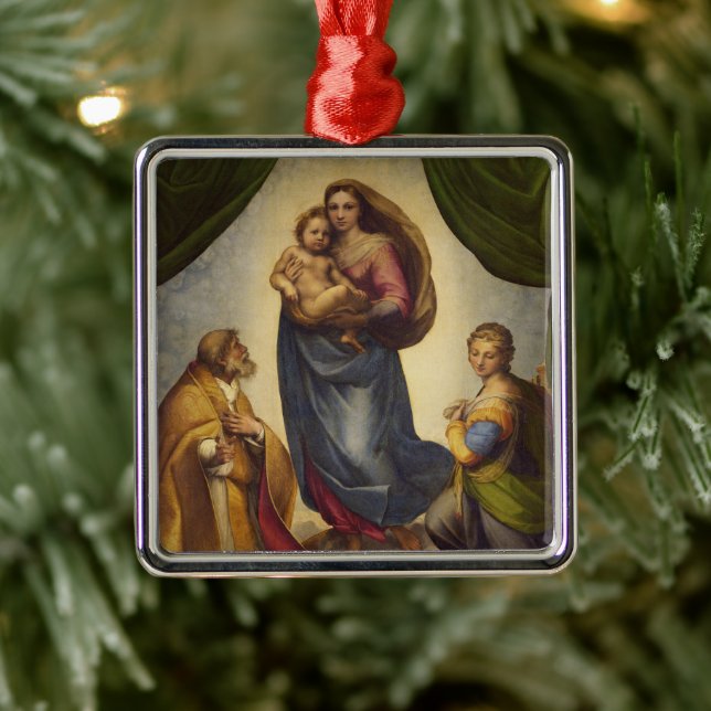 Ornement Carré Argenté Sistine Madonna par Rapahel (Arbre)