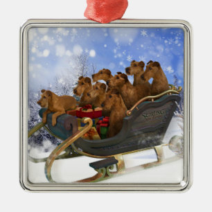 Ornement Carré Argenté Sleigh Ride des courriers irlandais