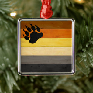 Ornement Carré Argenté SlipperyJoe's Bear Pride drapeau en bois Fraternit