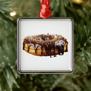Ornement Carré Argenté SlipperyJoe's beignet décadent recouvert d'une épa