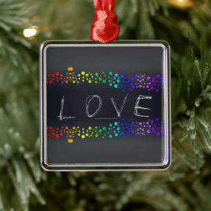 Ornement Carré Argenté SlipperyJoe's scribbled love word rainbow gradient